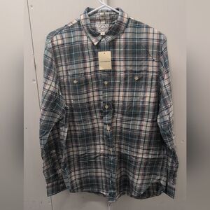 Lucky Brand Men's Plaid Shirt - Blue and White